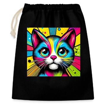 Chat Pop Art - Sac cadeau 40 x 50 cm - noir - Devant