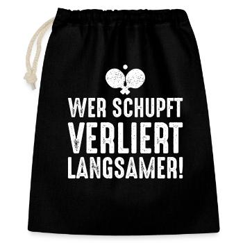 Ping Pong Saying: Who Sheds Loses Slower - Gift Bag 40 x 50 cm - black - Front
