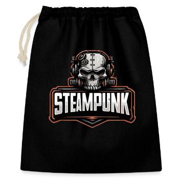 Steampunk Schädel – Mechanisches Retro Motiv - Geschenkbeutel aus Baumwolle (40 x 50 cm) - Schwarz - Vorne