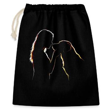 Dessin de traits de Dog Love - Sac cadeau 40 x 50 cm - noir - Devant