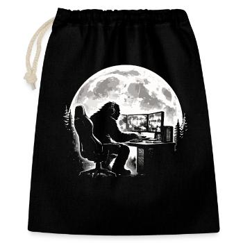 Bigfoot Gamer - Geschenkbeutel aus Baumwolle (40 x 50 cm) - Schwarz - Vorne