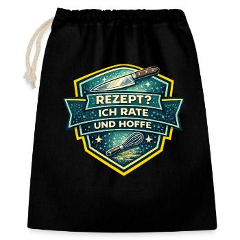 Rezept? Ich Rate Und Hoffe - Geschenkbeutel aus Baumwolle (40 x 50 cm) - Schwarz - Vorne