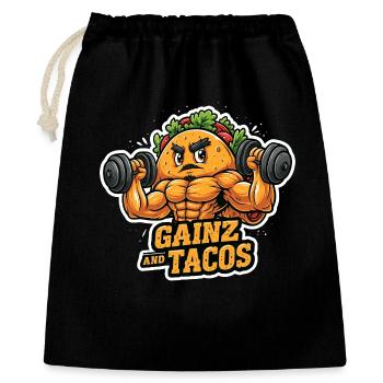 Lustiges Gym Taco für Männer Bodybuilding Fastfood - Geschenkbeutel aus Baumwolle (40 x 50 cm) - Schwarz - Vorne
