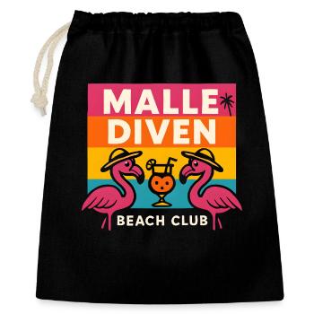 Malle Diven Beach Club Flamingo Mallorca Party  - Geschenkbeutel aus Baumwolle (40 x 50 cm) - Schwarz - Vorne