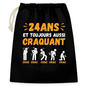 24 Ans Toujours Aussi Craquant Humour Crac - Sac cadeau 40 x 50 cm - noir - Devant