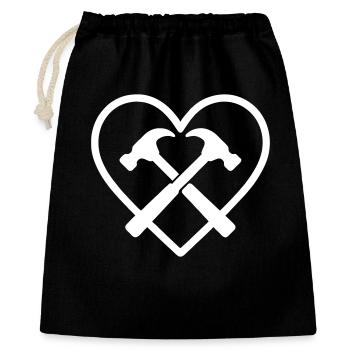 Marteaux croisés Coeur Artisan DIY - Sac cadeau 40 x 50 cm - noir - Devant