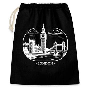 London Stadtsilhouette - Geschenkbeutel aus Baumwolle (40 x 50 cm) - Schwarz - Vorne