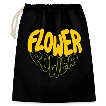 Flower Power Retro Print - Geschenkbeutel aus Baumwolle (40 x 50 cm) - Schwarz - Vorne