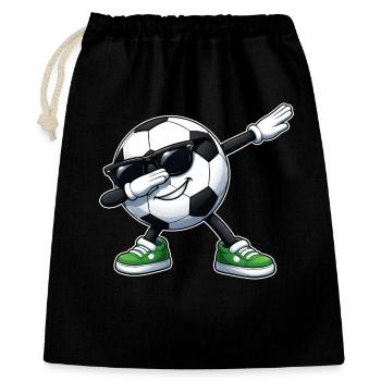 Dabbing Fußball - Geschenkbeutel aus Baumwolle (40 x 50 cm) - Schwarz - Vorne