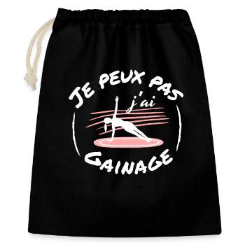 Je peux pas j'ai gainage (femme sur tapis de gym) - Sac cadeau 40 x 50 cm - noir - Devant