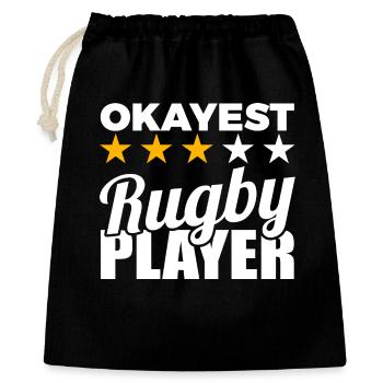 Witziger Rugbyspieler - Geschenkbeutel aus Baumwolle (40 x 50 cm) - Schwarz - Vorne