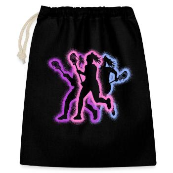 Lacrosse Spieler Typografie Frauen Lacrosse - Geschenkbeutel aus Baumwolle (40 x 50 cm) - Schwarz - Vorne