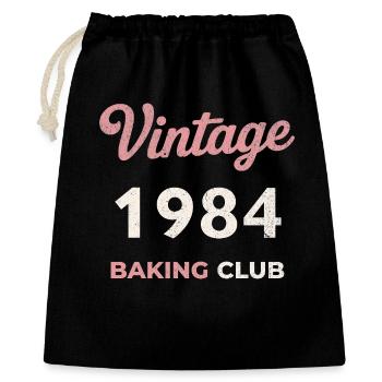 Vintage 1984 – Baking Club Retro Geburtsjahr - Geschenkbeutel aus Baumwolle (40 x 50 cm) - Schwarz - Vorne