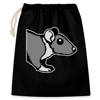 Ratte Vorderseite Halb Neugierig Lustig Nagetier - Geschenkbeutel aus Baumwolle (40 x 50 cm) - Schwarz - Vorne