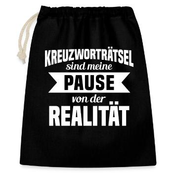 Kreuzworträtsel Pause von der Realität - Geschenkbeutel aus Baumwolle (40 x 50 cm) - Schwarz - Vorne
