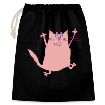 Crazy Cat in Pink - Gift Bag 40 x 50 cm - black - Front