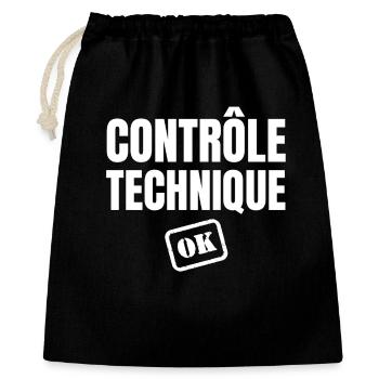 contrôle technique ok, phrase drôle - Sac cadeau 40 x 50 cm - noir - Devant