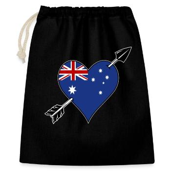 Drapeau australien coeur amoureux - Sac cadeau 40 x 50 cm - noir - Devant