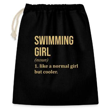 Schwimmen - Geschenkbeutel aus Baumwolle (40 x 50 cm) - Schwarz - Vorne