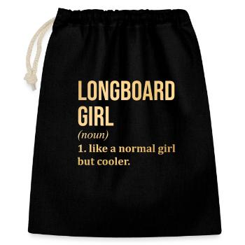 Longboard - Geschenkbeutel aus Baumwolle (40 x 50 cm) - Schwarz - Vorne