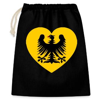 Heraldisches Adler-Emblem im Herzen - Geschenkbeutel aus Baumwolle (40 x 50 cm) - Schwarz - Vorne
