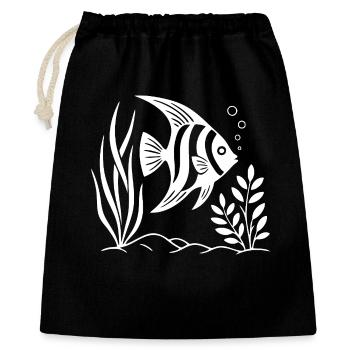 Schwarz-Weißes tropisches Fisch-Design - Geschenkbeutel aus Baumwolle (40 x 50 cm) - Schwarz - Vorne