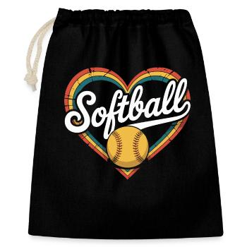 Herz Softball - Geschenkbeutel aus Baumwolle (40 x 50 cm) - Schwarz - Vorne