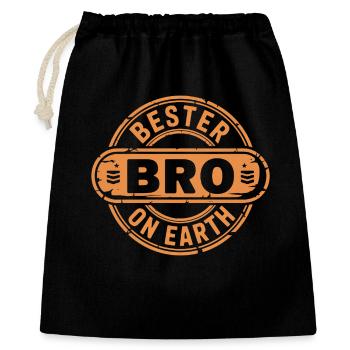 Bester Bro Bruder - Geschenkbeutel aus Baumwolle (40 x 50 cm) - Schwarz - Vorne