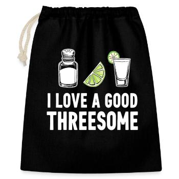 J’adore les bons plans à trois - Sac cadeau 40 x 50 cm - noir - Devant