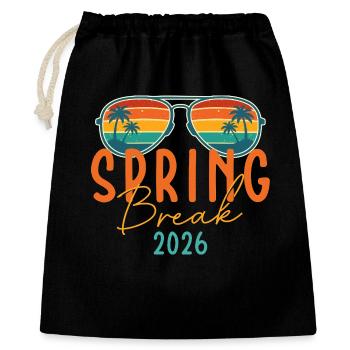 Frühlingsferien 2026 Mädchentrip Retro Beach Cruise - Geschenkbeutel aus Baumwolle (40 x 50 cm) - Schwarz - Vorne