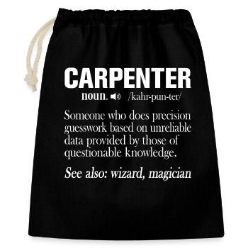 Zimmermann Definition Lustiger Handwerker Spruch - Geschenkbeutel aus Baumwolle (40 x 50 cm) - Schwarz - Vorne