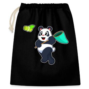 Pêche au filet de débarquement du panda pêcheur - Sac cadeau 40 x 50 cm - noir - Devant
