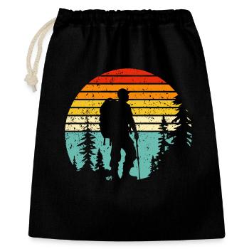 Hiker silhouette at retro bedtime - Gift Bag 40 x 50 cm - black - Front
