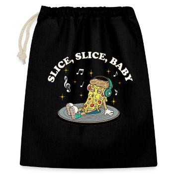 Slice Slice Baby – Lustiger Pizza Spruch Retro - Geschenkbeutel aus Baumwolle (40 x 50 cm) - Schwarz - Vorne