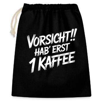 Attention : Premier café - Sac cadeau 40 x 50 cm - noir - Devant
