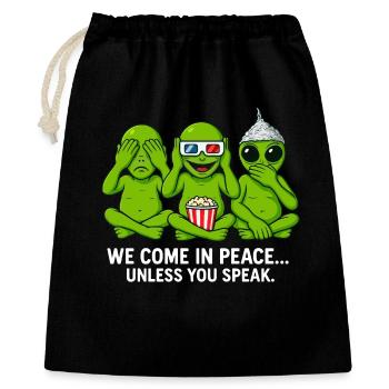 Alien Humor Shirt – We Come in Peace - Geschenkbeutel aus Baumwolle (40 x 50 cm) - Schwarz - Vorne