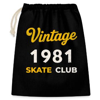 Vintage 1981 Skate Club Retro Geburtsjahr - Geschenkbeutel aus Baumwolle (40 x 50 cm) - Schwarz - Vorne