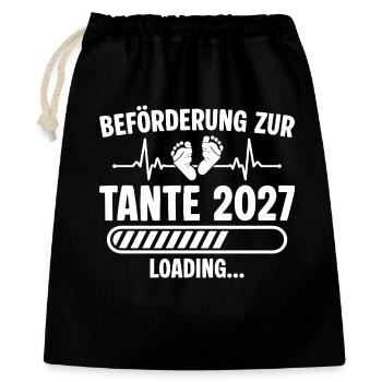 Schwangerschaft Ankündigen Werdende Tante 2027 - Geschenkbeutel aus Baumwolle (40 x 50 cm) - Schwarz - Vorne