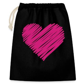 Pink Sketch Heart - Gift Bag 40 x 50 cm - black - Front