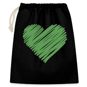 Cœur croquis vert - Sac cadeau 40 x 50 cm - noir - Devant