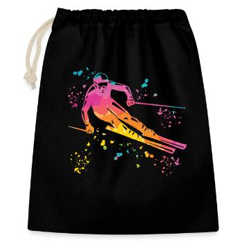 Alpin Ski Wintersport Nordischer Skilauf - Geschenkbeutel aus Baumwolle (40 x 50 cm) - Schwarz - Vorne