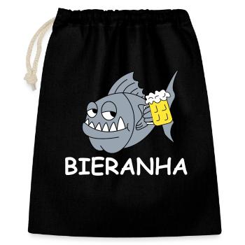 Bierpiranha Comic - Geschenkbeutel aus Baumwolle (40 x 50 cm) - Schwarz - Vorne