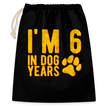 Ich bin 6 im Hundejahr, 40 Jahre Geburtstag, lustig. Lustig. - Geschenkbeutel aus Baumwolle (40 x 50 cm) - Schwarz - Vorne