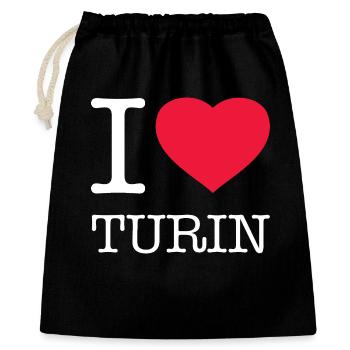 I LOVE TURIN - Geschenkbeutel aus Baumwolle (40 x 50 cm) - Schwarz - Vorne