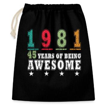 Birthday born 1981 - 45 years - Gift Bag 40 x 50 cm - black - Front