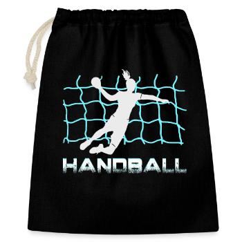 Handball-Torhüter Sprung - Geschenkbeutel aus Baumwolle (40 x 50 cm) - Schwarz - Vorne