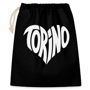 Turin, Torino Herz Design - Geschenkbeutel aus Baumwolle (40 x 50 cm) - Schwarz - Vorne