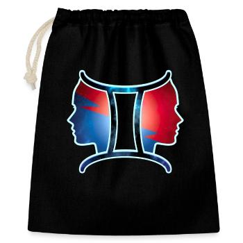 Zodiaque | signe des gémeaux - Sac cadeau 40 x 50 cm - noir - Devant