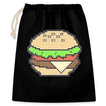 Pixel Art Cheeseburger Design - Geschenkbeutel aus Baumwolle (40 x 50 cm) - Schwarz - Vorne