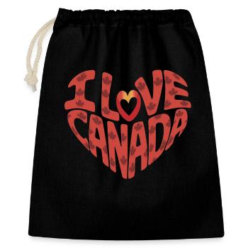 Love Canada heart with maple leaves - Gift Bag 40 x 50 cm - black - Front
